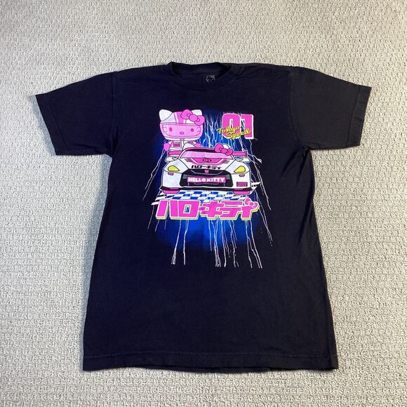 Hello Kitty Tokyo Speed Racing Car Graphic Print Black T-Shirt - Picture 1 of 5